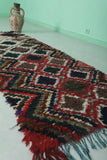 Handmade Moroccan Boucherouite Runner Rug - 3 FT x 7.3 FT | Geometric Diamond Pattern