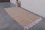 Moroccan Kilim Rug – Natural Beige Runner with Fringe | 3 FT x 6 FT