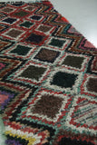 Handmade Moroccan Boucherouite Runner Rug - 3 FT x 7.3 FT | Geometric Diamond Pattern