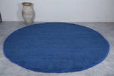 Handmade Blue round custom rug - Moroccan beni ourain carpet