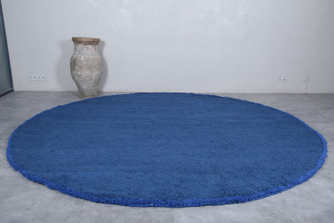 Handmade Blue round custom rug - Moroccan beni ourain carpet