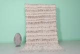 Handmade Moroccan Runner Rug with Sequins - 5 FT X 8.9 FT - Elegant Ivory Design