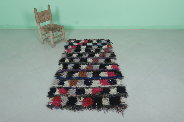 Boucherouite runner vintage Moroccan rug – 2.5 x 5.2 ft handmade