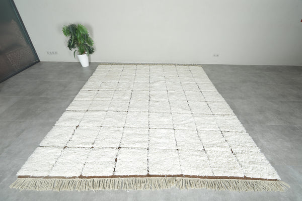 Moroccan beni ourain rug – White & brown checkered rug - Custom size