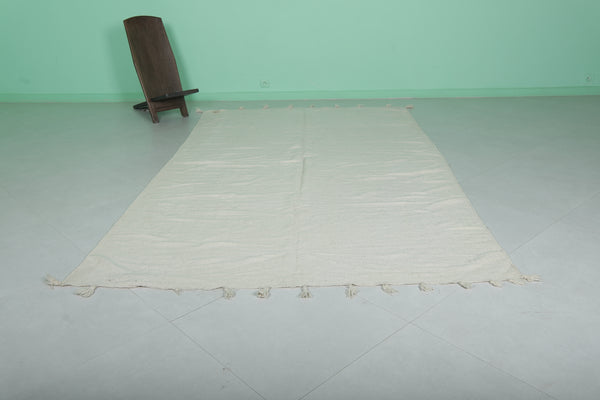 Flatwoven berber Moroccan beige rug | Large handcrafted elegance - 6.1 FT X 10 FT