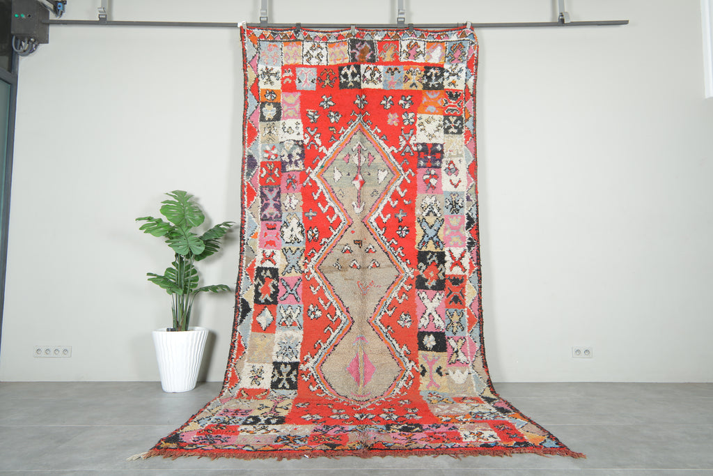 Colorful Moroccan rug with geometric design - 6.1 feet x 13 feet