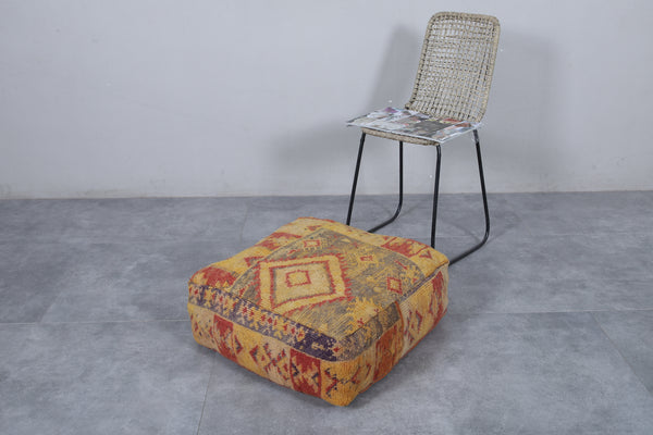 Moroccan vintage ottoman pouf | Handwoven with bold tribal patterns