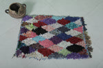 Handmade Small Moroccan Boucherouite Rug - 2.2 FT x 3.2 FT | Colorful Diamond Pattern