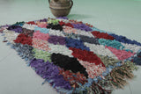 Handmade Small Moroccan Boucherouite Rug - 2.2 FT x 3.2 FT | Colorful Diamond Pattern