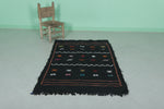 Black Flatwoven Moroccan Berber Rug – 3.2 x 4.8 ft | Minimalist Geometric Design