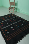 Black Flatwoven Moroccan Berber Rug – 3.2 x 4.8 ft | Minimalist Geometric Design