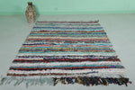 Handmade Moroccan Boucherouite Rug – 4.9 x 6 FT | Colorful Striped Berber Carpet