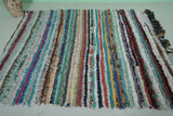 Handmade Moroccan Boucherouite Rug – 4.9 x 6 FT | Colorful Striped Berber Carpet