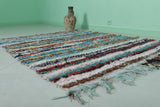 Handmade Moroccan Boucherouite Rug – 4.9 x 6 FT | Colorful Striped Berber Carpet