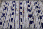 Handmade Moroccan Berber Wedding Blanket - 3.5 FT X 5.2 FT, White and Blue