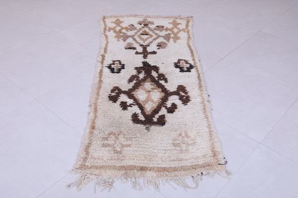 Traditional Moroccan rug - Beige & brown handwoven berber design 2.3 x 5.7 ft