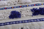 Handmade Moroccan Berber Wedding Blanket - 3.5 FT X 5.2 FT, White and Blue