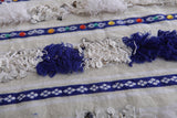 Handmade Moroccan Berber Wedding Blanket - 3.5 FT X 5.2 FT, White and Blue