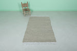 Moroccan Rug – Handwoven Beige with Fringe | 3.2 FT x 5.3 FT