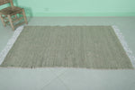 Moroccan Rug – Handwoven Beige with Fringe | 3.2 FT x 5.3 FT