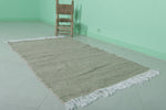 Moroccan Rug – Handwoven Beige with Fringe | 3.2 FT x 5.3 FT