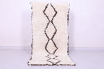 Handwoven Moroccan Rug - Minimalist Diamond Design in Cream and Brown 2.5 x 5.7 ft