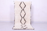 Handwoven Moroccan Rug - Minimalist Diamond Design in Cream and Brown 2.5 x 5.7 ft