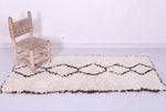 Handwoven Moroccan Rug - Minimalist Diamond Design in Cream and Brown 2.5 x 5.7 ft