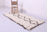 Handwoven Moroccan Rug - Minimalist Diamond Design in Cream and Brown 2.5 x 5.7 ft