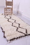 Handwoven Moroccan Rug - Minimalist Diamond Design in Cream and Brown 2.5 x 5.7 ft