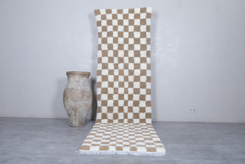 Beige & cream checkered custom Moroccan rug - Elegant and versatile