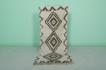 Handcrafted Beni Ourain Berber Rug - Moroccan Wool Carpet 2.3 X 5.9 FT | Geometric Diamond Pattern