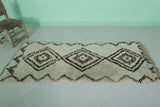 Handcrafted Beni Ourain Berber Rug - Moroccan Wool Carpet 2.3 X 5.9 FT | Geometric Diamond Pattern