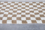 Beige & White Checkered Custom Moroccan Rug – Elegant and Versatile