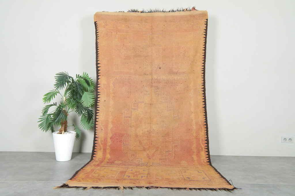 Vintage flat woven rug - 4.5 feet x 8.6 feet - Handmade wool carpet