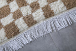 Beige & White Checkered Custom Moroccan Rug – Elegant and Versatile