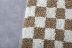 Beige & White Checkered Custom Moroccan Rug – Elegant and Versatile