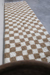 Beige & White Checkered Custom Moroccan Rug – Elegant and Versatile