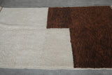 Handmade Moroccan Wool Rug 4.7 x 8 ft - Minimalist Brown & Cream Design