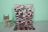 Hand-Knotted Moroccan Boucherouite Rug - Eco-Friendly 3 FT x 5.4 FT