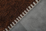 Handmade Moroccan Wool Rug 4.7 x 8 ft - Minimalist Brown & Cream Design