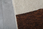Handmade Moroccan Wool Rug 4.7 x 8 ft - Minimalist Brown & Cream Design