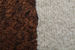 Handmade Moroccan Wool Rug 4.7 x 8 ft - Minimalist Brown & Cream Design