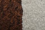 Handmade Moroccan Wool Rug 4.7 x 8 ft - Minimalist Brown & Cream Design