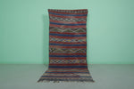 Vintage Moroccan Kilim Rug 4 x 9 FT – Multicolor Striped Pattern