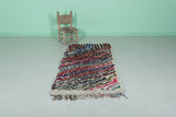 Vibrant Boucherouite Moroccan Carpet - 2.6 FT X 5.5 FT | Handmade Eco-Friendly Rug