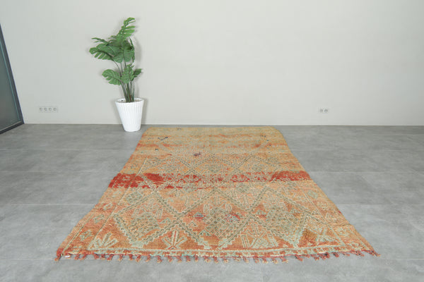 Vintage Moroccan geometric rug in  beige - 6 ft x 8.7 ft