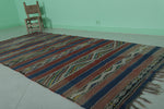 Vintage Moroccan Kilim Rug 4 x 9 FT – Multicolor Striped Pattern