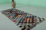 Handwoven Moroccan Berber Rug – 2.1 x 5.5 ft Colorful Checkered Shag