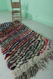 Vibrant Boucherouite Moroccan Carpet - 2.6 FT X 5.5 FT | Handmade Eco-Friendly Rug